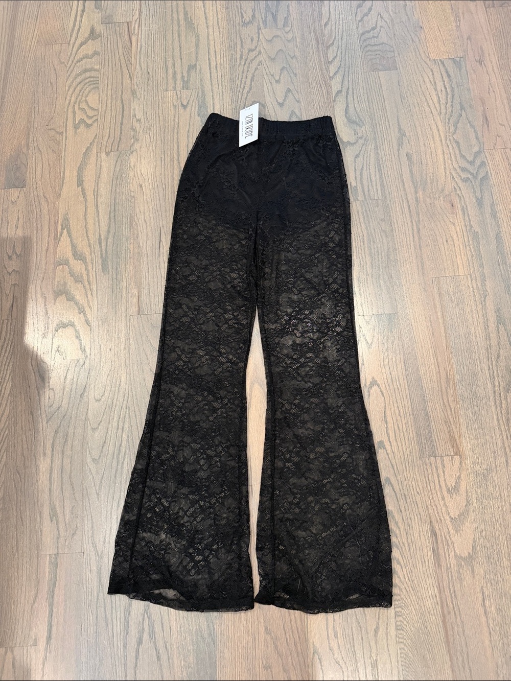 12th Tribe Black Lace Flared Pants - Picture 4 of 6
